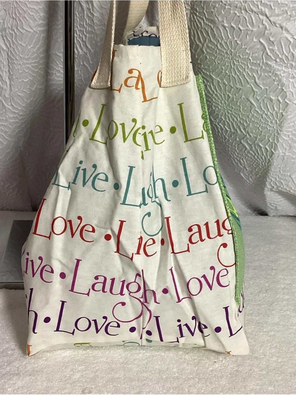 Live Laugh Love Cloth Canvas Shopper Tote “Life is Better in Flip Flops” NWOT - Picture 4 of 12